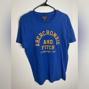 Abercrombie & Fitch Shirt Mens Medium Blue And Yellow Graphic T-Shirt Tee Cotton